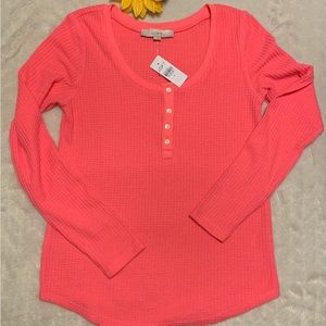 LOFT ladies Long sleeve neon pink soft poly blend tunic size Small NWT